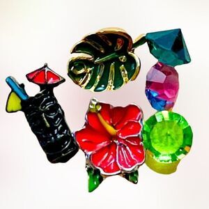 Origami Owl Hawaiian charms tropical drink, leaf, flower, crystals,Stardust free